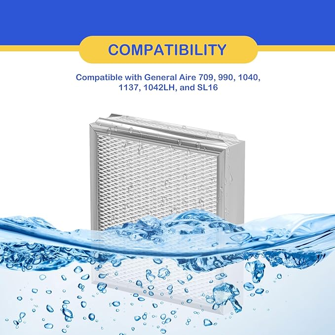990-13 Humidifier Vapor Water Pad Filter Compatible with GeneralAire 990-13 G13 Humidifier Replacement Evaporator Pad Media Filter for Models 709 990 1040 1042 1137 SL16, GFI #7002, 3 Pack - Image 4