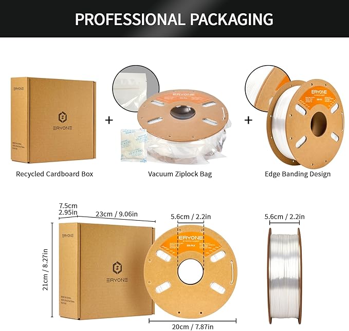 ERYONE Silk PLA Filament for 3D Printer, 1.75mm +/- 0.03mm, 1kg (2.2LBS)/Spool, Silk White - Image 6
