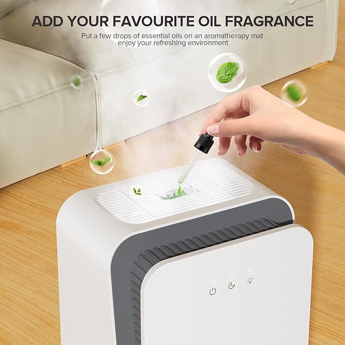 Dehumidifier for Home,1000 sq.ft Dehumidifier for Basement Bathroom Bedroom with Auto Shut Off, Built-in Aromatherapy Diffuser,7 Colors LED Light, Quiet Dehumidifiers with Sleep Mode(CS08-Ivory) - Image 7