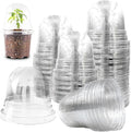 Humidity Domes for 4 Inch Pots, 100 Pack Transparent Plant Dome Covers with Ventilation, Clear Nursery Pot Domes for Seed Starting, Seedling Germination, and Gardening by RooTrimmer