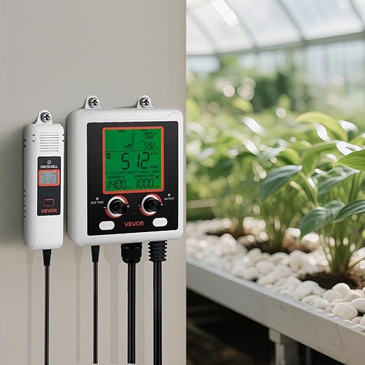 VEVOR Carbon Dioxide Monitoring Controller, Dual Outlets Carbon Dioxide Controller, CO2 Meter Monitor Day and Night Detection Feature, NDIR CO2 Sensor for Green House, Laboratories, Classrooms, Home - Image 8