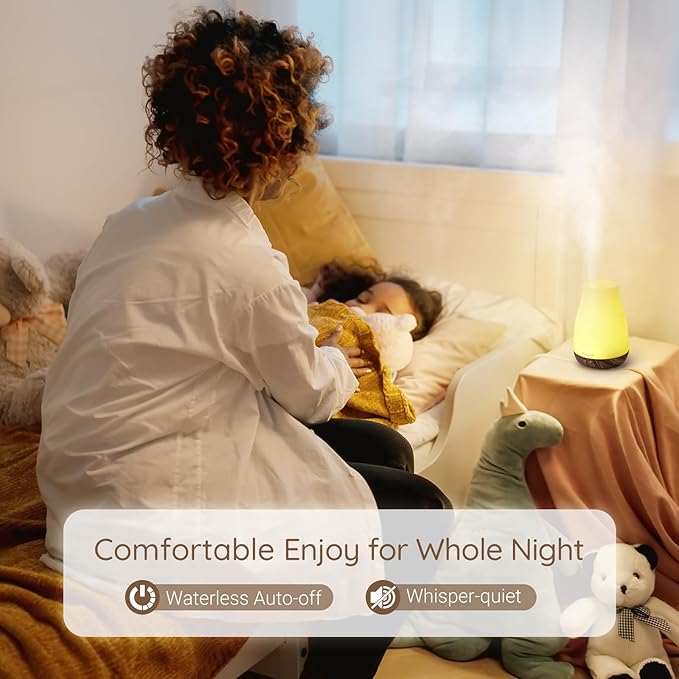 Aromatherapy Essential Oil Diffuser for Room: Air Humidifier Aroma Scent Cool Mist Diffusers Colorful Light Cute Mini Small Waterless Auto Off Ultrasonic for Home Bedroom - Image 7
