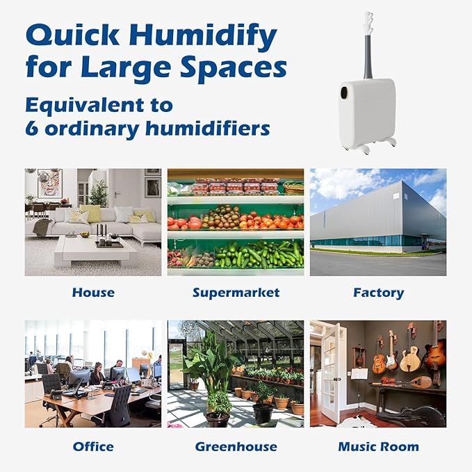 Humidifier Large Room,6.6Gal/25L Whole House Humidifiers for Bedroom Home 3000sq.ft, Commercial and Industrial Humidifiers with 360° Nozzle Tube,Top Fill/Smart Humidity/Timer,Nursery,Plants - Image 6