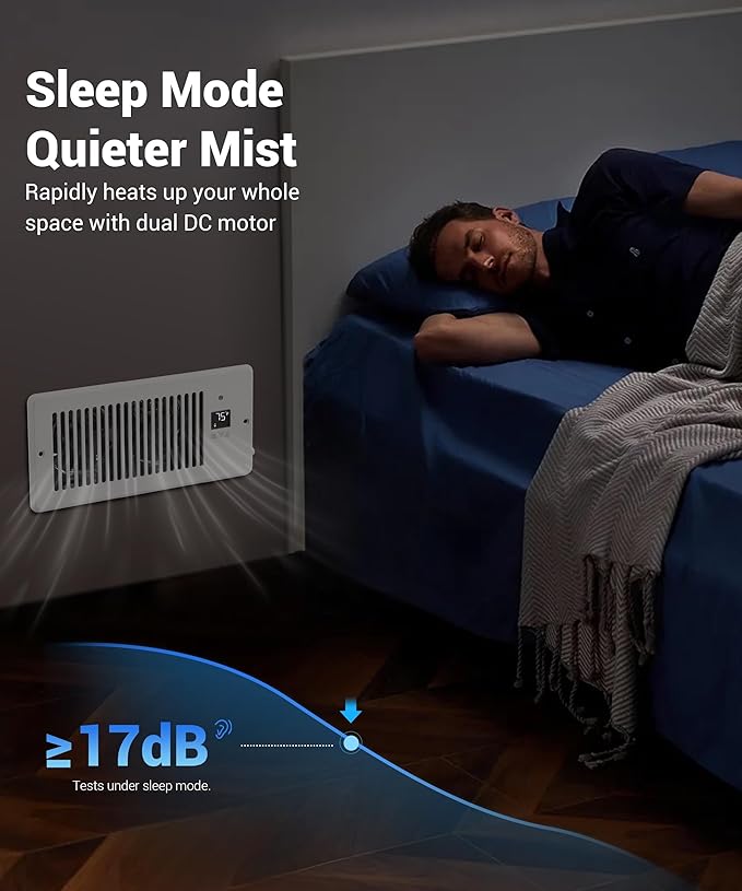 Window Register Booster Vent Fan For 4" x 10" Register Hole, Vent Booster Fan with LCD display & Thermostat,11-Speeds Household Ventilation Fans with Remote,Air Vents Fans Booster for Room, Home - Image 6