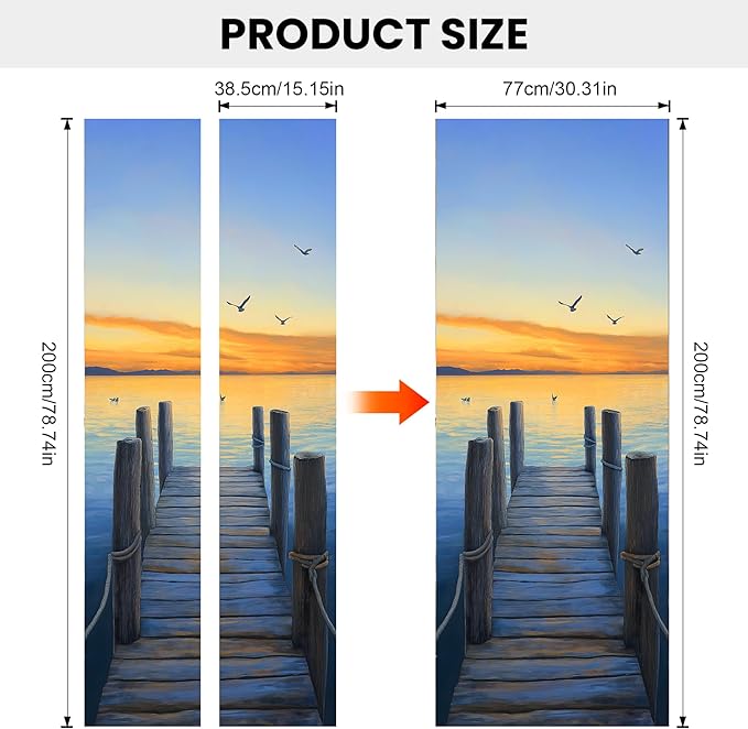 3D Door Stickers, Peel and Stick Vinyl Wallpaper, Self-Adhesive Mural Door Cover for Home Decor 30.3" W x 78.7" H - Image 3