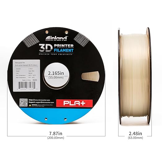 INLAND Micro Center PLA+ 3D Printing Filament 1.75mm - PLA Pro Dimensional Accuracy +/- 0.03 mm - 1 kg Cardboard Spool (2.2 lbs) (1 Pack Natural, 1.75mm) - Image 4