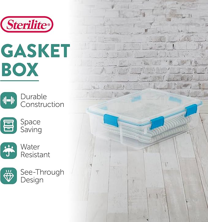 Sterilite 8-Pack Gasket Box, Weather-Resistant Storage Bins with Latching Lids, 37 Quart - Heavy-Duty Organizing Containers for Closet, Bathroom, and Office - Image 2