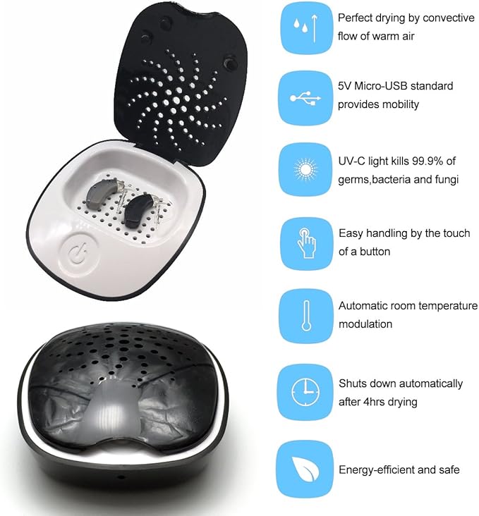 Portable USB Electric Dehumidifier Hearing Aid Dryer,Temperature Range 104-122 Degree,Energy-efficient and Safe - Image 2