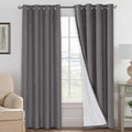 H.VERSAILTEX Linen Blackout Curtains 108 Inches Long 100% Absolutely Blackout Thermal Insulated Textured Linen Look Curtain Draperies Anti-Rust Grommet, Energy Saving with White Liner, 2 Panels, Grey by HVERSAILTEX