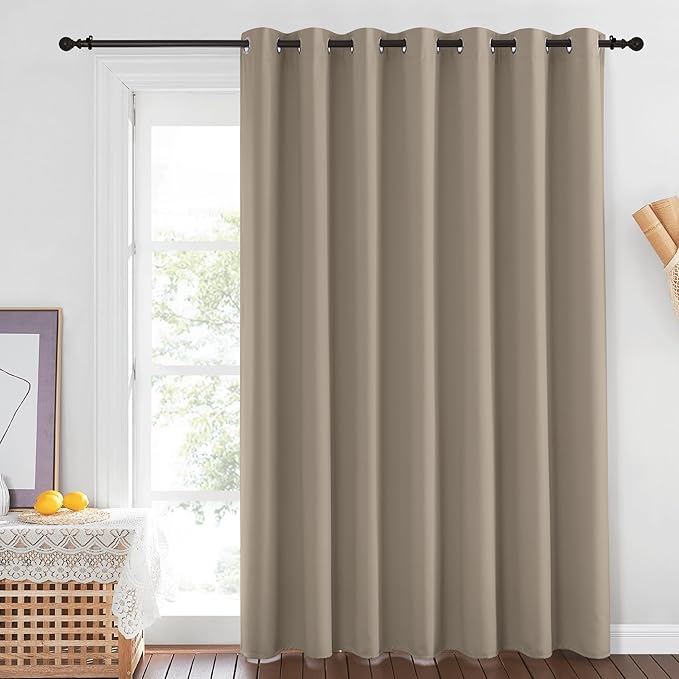 NICETOWN Blackout 84 inch Curtains for Sliding Glass Door, Grommet Thermal Insulated Room Darkening Window Treatment Sound Reducing Drapes for Room Divider, Taupe, 1 Panel, W100 x L84 - Image 2