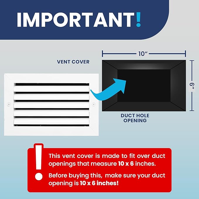 10x6 Inch (Duct Opening) Air Return Vent Cover Decorative – Premium Aluminum AC Vent Cover for Ceiling & Wall, Rustproof Grille, Ideal for Home HVAC Grille, Durable & Easy to Install by ACLAMINAIRE - Image 4