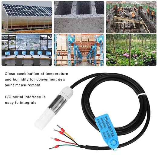 FS400-SHT30/31/35 Temperature Humidity Sensor,Dustproof Temperature Humidity Sensor Stainless Steel Plastic Housing I2C Output FS400-SHT3X(FS400-SHT30) - Image 3