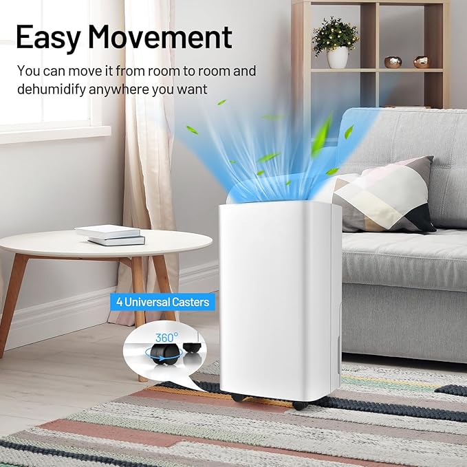 ARLIME 30 Pints Dehumidifier, 1500 Sq. Ft Efficient Home Dehumidifier, 0.5 Gallon Water Tank, 3 Modes, 2 Speeds, 24H Timer & 4 Wheels, Perfect for Home and Basements - Image 8