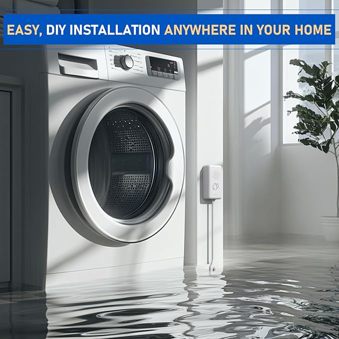 BSEED WiFi Water Leak Detector, Smart Water Sensor with Cable, 85dB Audio/App/SMS/Email Alarm, Rapid Leak Detection for Home, Kitchen, Bathroom, Basement, IP65 Waterproof, No Hub Required,1 Pack - Image 5