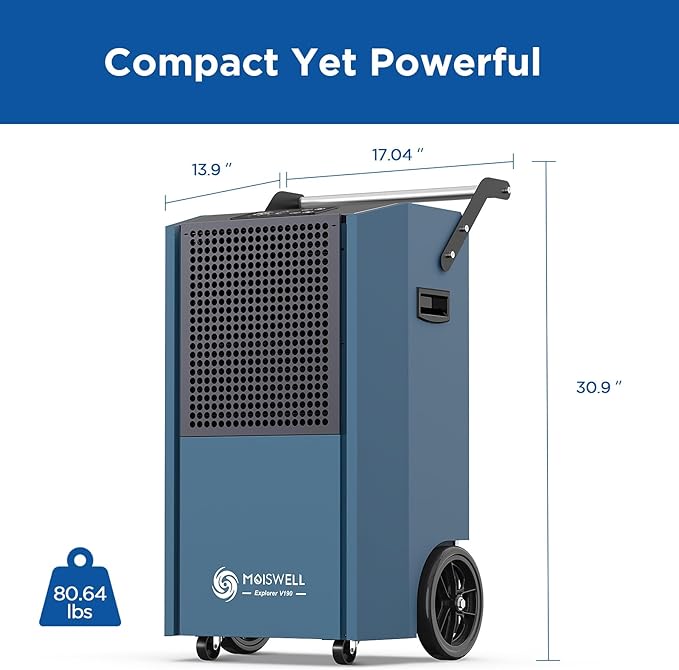 190 Pints Commercial Dehumidifier with Pump Portable Industrial Heavy Duty Moisture Removal Dehumidifiers for Basements with Auto Drain,Powerful Humidity Control for Large Spaces - Image 6