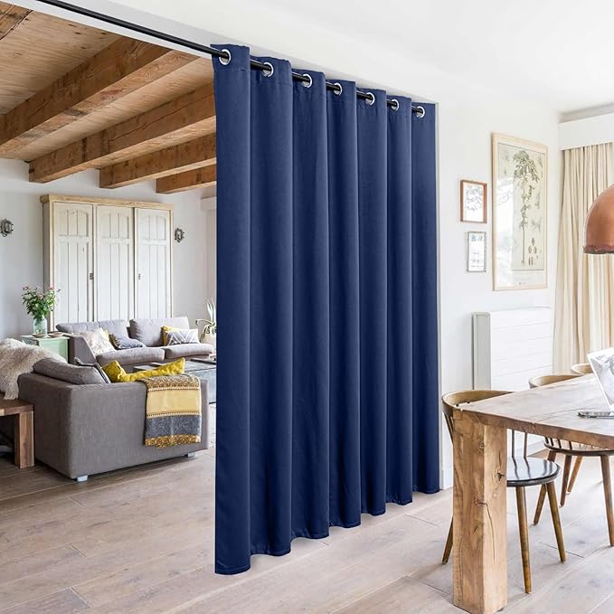 MYSKY HOME Sliding Door Curtains for Living Room, Grommet Blackout Curtain for Bedroom, Patio Thick Vertical Blinds Privacy Thermal Insulated Room Divider Curtains, 1 Panel, 100 x 84 Inch, Navy - Image 2