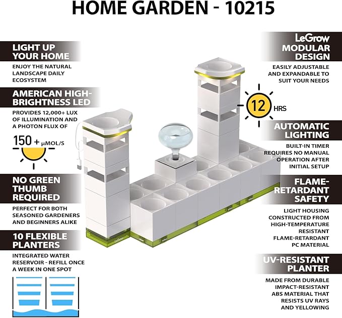 LeGrow Home Garden, Enjoy The Natural Landscape Daily, Automatic LED Grow Light, 7 Days Watering Free Ecosystem, Modular Design Fits Any Space, Write, [Plants NOT Included]. - Image 4