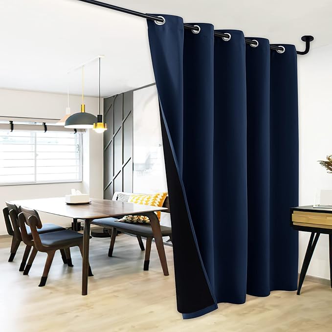 NICETOWN 100% Blackout Cold Blocking Patio Sliding Door Curtain, Wide Lined Drape, Keep Warm Drapery, Sliding Glass Door Panel for Night Shift（Navy Blue, 1 Panel, 70 inches Wide x 84 inches Long - Image 2