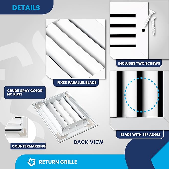 6x4 Inch (Duct Opening) Air Return Vent Cover Decorative – Premium Aluminum AC Vent Cover for Ceiling & Wall, Rustproof Grille, Ideal for Home HVAC Grille, Durable & Easy to Install by ACLAMINAIRE - Image 9