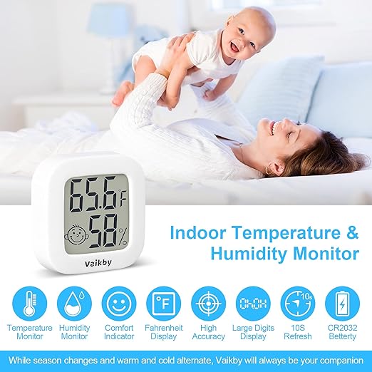 Vaikby Indoor Thermometer 4Pack, Humidity Gauge Meter Digital Hygrometer Room Thermometer for Home, Hight Accurate Temperature and Humidity Monitor for Greenhouse, Reptile, Humidors, Cellar, Office - Image 2
