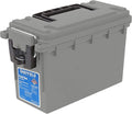 Sheffield 12628 Ammo Storage Box, Stackable .30 Cal Field Boxes, Water and Dust Resistant, Lockable Storage Box with Handle, Secures Hunting Gear, Supplies, and Bullets, Made in USA, Gray, 1-Pack by Sheffield
