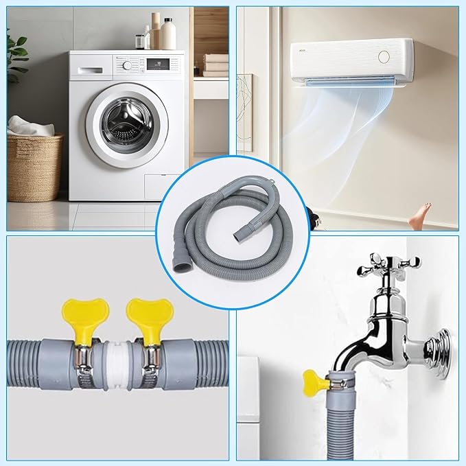 PinkCross Universal Washing Machine Drain Hose Extension, Flexible Washer & Dishwasher Hose, Portable Sink & Dehumidifier Pipe, Corrugated Plastic Hose with Clamp (23ft) - Image 6