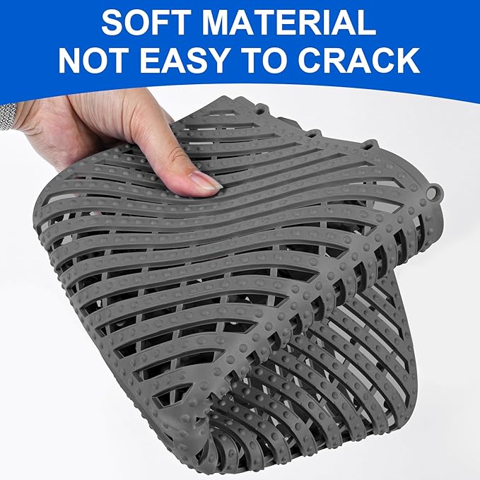 MYFAMIREA Modular Interlocking Cushion 12 Pack 11.8" x 11.8" Rubber Floor Tiles Non-Slip Splicing Drainage Mats for Deck, Pool, Shower, Patio, Balcony, Bathroom, Kitchen, Yard (1 Rows Dots, Dark Gray) - Image 3