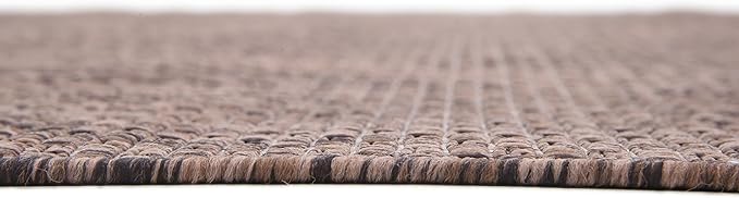 Unique Loom Collection Casual Transitional Solid Heathered Indoor/Outdoor Flatweave Area Rug (8' x 11' 4" Rectangle, Light Brown/Ivory) - Image 9