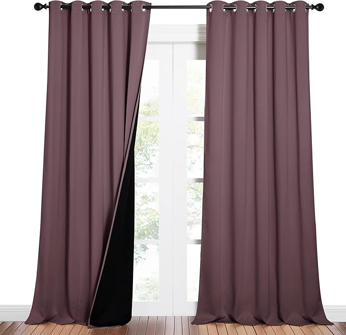 NICETOWN Full Shading Curtains for Windows, Super Heavy-Duty Black Lined Blackout Curtains for Bedroom, Privacy Assured Window Treatment (Dry Rose, Pack of 2, 62 inches W x 95 inches L) - Image 2