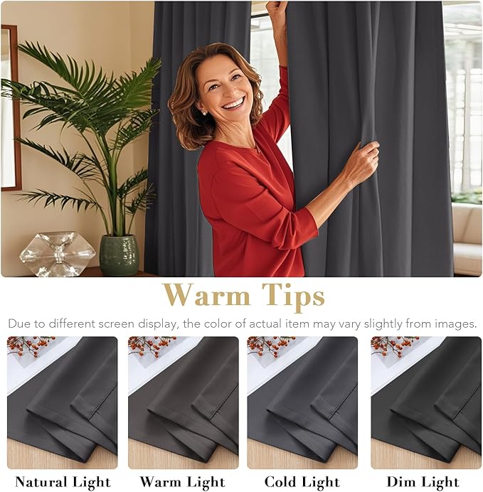 H.VERSAILTEX Blackout Curtains Thermal Insulated Window Treatment Panels Room Darkening Blackout Drapes for Living Room Back Tab/Rod Pocket Bedroom Draperies, 52 x 96 Inch, Charcoal Gray, 2 Panels - Image 6