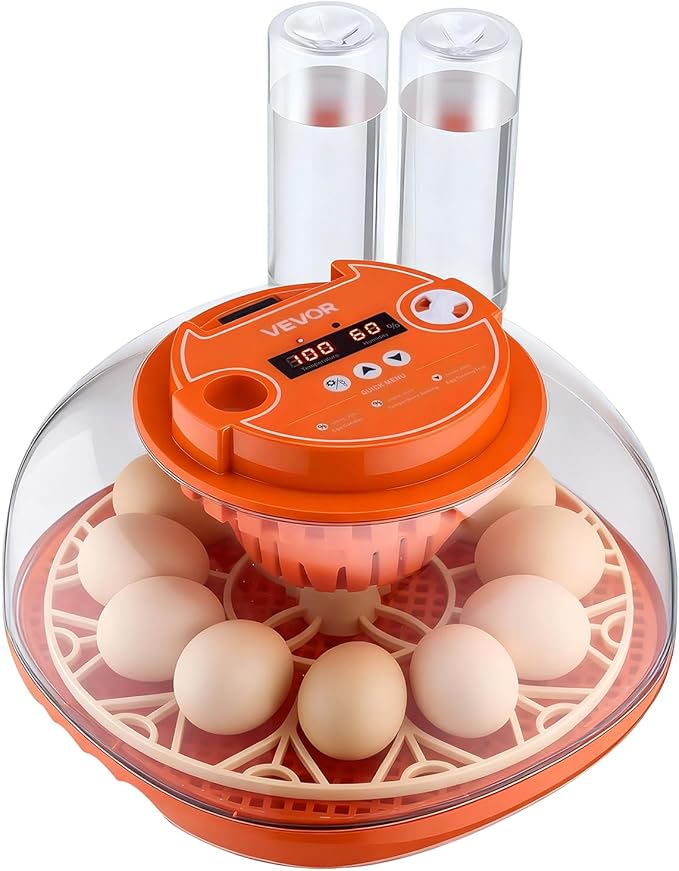 VEVOR 12 Egg Incubator, Automatic Egg Turner with LED Candler, Temperature & Humidity Control, 360° View Clear Window, Poultry Eggs Incubator for Home Farm, Hatching Chicks Ducks Goose Quail - Image 11