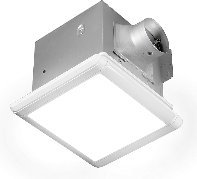 Homewerks 7145-80V-HS Dual Speed Bathroom Exhaust Fan with Integrated Dimmable LED and Automating Humidity Sensor, 1.0-1.5 Sones 80-110 CFM, Smart Moisture White by HomewerksWorldwide