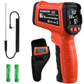 Laser Thermometer -58°F to 1796°F, Dual-Mode Infrared Thermometer Temperature Gun with K-Type Thermocouple, IR Thermometer Gun for Reptiles, Cooking, Griddle, Oven, 16:1 Home Handheld Temp Guns by MOONASCEND