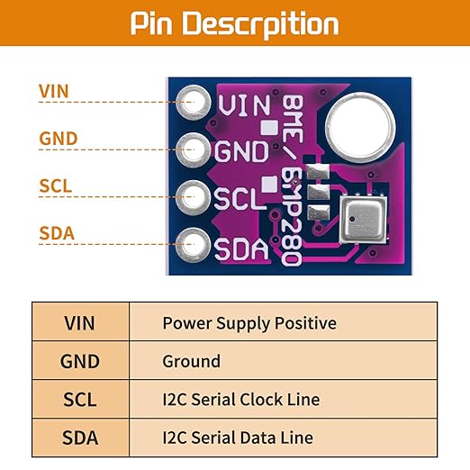 4pcs BME280 5V Sensor Module GY-BME280-5 Atmospheric Pressure Sensor Temperature Humidity Sensor I2C Interface Compatible with Arduino - Image 3
