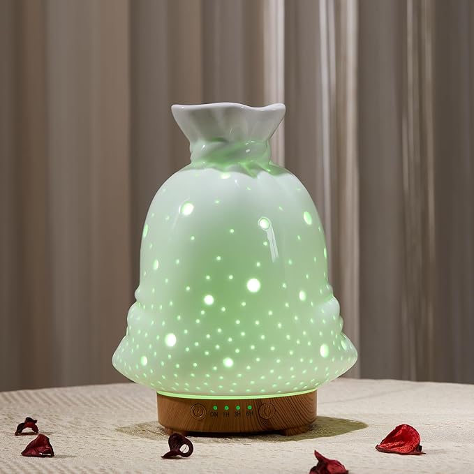 160ML Ceramic Diffuser for Essential Oils Lucky Bag Aromatherapy Diffuser Ultrasonic Cool Mist Humidifier with Intermittent Mist Modes Waterless Auto Off for Room Office - Image 9
