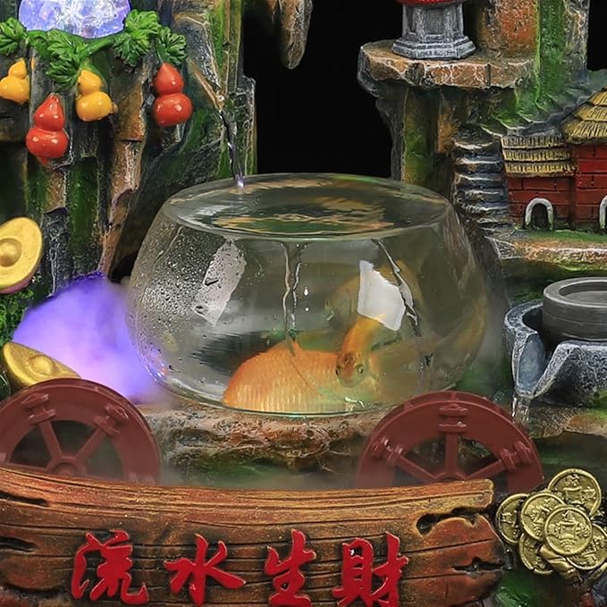 Tabletop Fountains Desktop Fountain Indoor Fountain Bonsai Water Feature Home and Office Lucky Fengshui Fish Tank Rockery Fountain Indoor Air Humidifier Garden Decoration Indoor Tabletop Water Fountai - Image 5