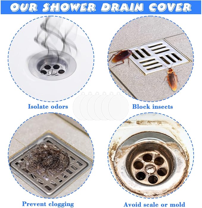Yinkin 6 Pcs Drain Covers to Keep Bugs Out Silicone Shower Floor Tub Stoppers Bathtub Drain Stoppers Sewer Anti-Odor Mats Deodorizing Plugs for Bathroom(6 x 6 Inch,Round,White) - Image 6