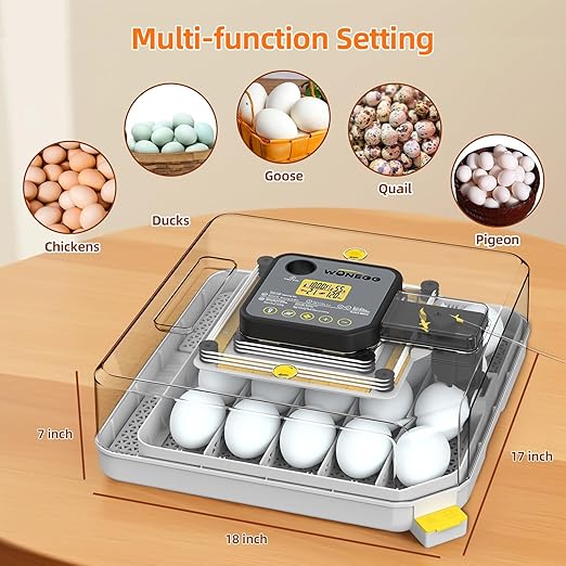 Incubators for Hatching Eggs, 48 Egg Incubator with Automatic Egg Turning and Humidity Control, Incubator for Chicken Eggs with Temperature Control, Egg Candler, External Water Bottle Refill - Image 5