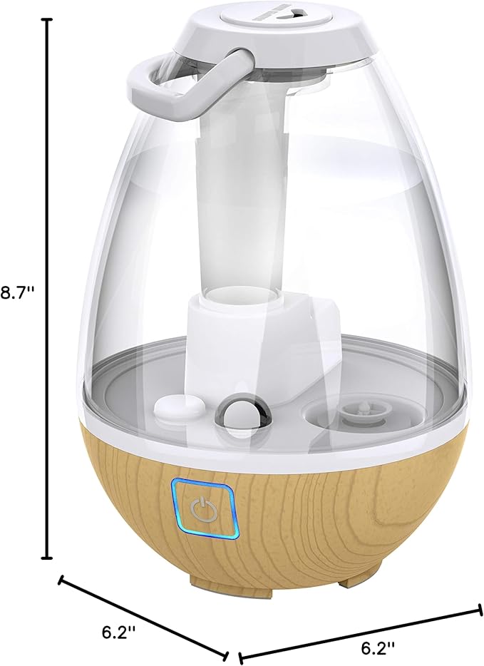 Sharper Image UHT1-SI Ultrasonic Cool Mist Humidifier, 0.4 Gallon (1.5L) Water Tank, 2 Settings, Auto Shut-Off, 360° Rotatable Nozzle, Illuminated Touch Control, LED Nightlight, Ash Woodgrain - Image 8