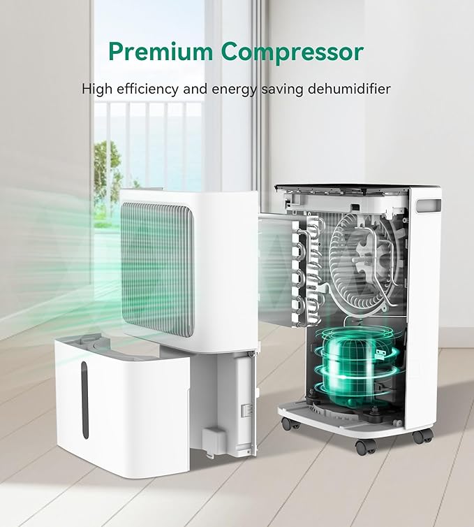 2500 Sq.Ft Dehumidifier for Basement with Drain Hose Max 34 Pints, VEAGASO Dehumidifiers for Home, Large Room, Bathroom, Bedroom, Three Modes, Intelligent Humidity Control, Dry Clothes, 24HR Timer - Image 6
