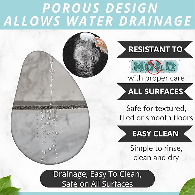 Enkosi Loofah Shower Mat with Drain Hole – Cushioned Anti-Slip Square Bath Mat for Showers, and Bathroom Floors – Textured PVC, Non Slip Safety Pad for Walk-in Stalls and Wet Areas (27x27 Black) - Image 4