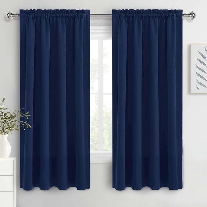 DWCN Blackout Curtains 72 Inch Length for Bedroom 2 Panels Set, Room Darkening Insulated Thermal Drapes for Living Room, Rod Pocket Window Treatment Curtain Panels (W42 x L72 Inch, Navy Blue) by DWCN