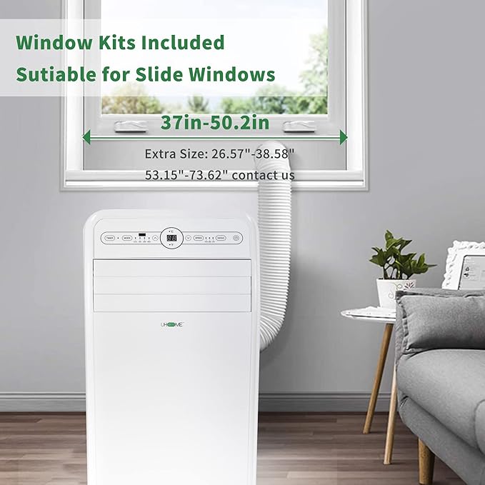 Uhome 12000 BTU Portable Air Conditioner with Heater up to 400 Sq. Ft, Ac Heater Combo Window Unit, Portable AC Unit with Dehumidifier & Fan, Cools & Heats,Remote Control and Window Kit Included,White - Image 5