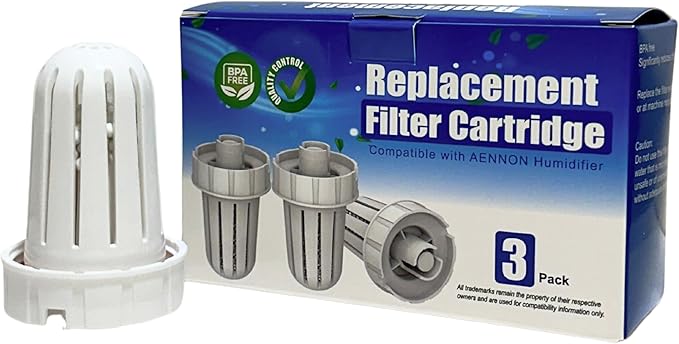 Nispira Mist Demineralization Cartridge Filter Replacement Compatible with Aennon Cool Mist Ultrasonic Humidifier | Prevents Mineral Deposit Hard Water White Dust | Pack of 3 by Nispira