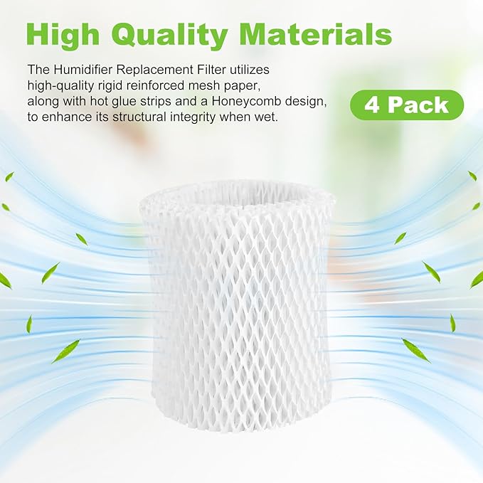 4 Pack Humidifier Wicking Replacement Filter Compatible with Canopy Bedside and Nursery Humidifier, Wood Pulp & Paper Filter, Honeycomb Filtration Design - Image 2