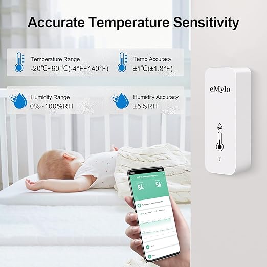 WiFi Temperature Humidity Sensor, Wireless Indoor Thermometer Hygrometer with App Alert, Free Data Storage Export, Smart Temperature Humidity Monitor for Home Bedroom, Compatible with Alexa (2-Pack) - Image 3