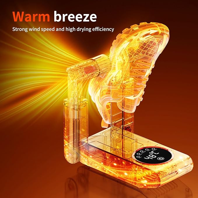 Shoe dryer, retractable shoe drying device with timer, effectively removes moisture, prevents odors, and keeps shoes and gloves dry and fresh. - Image 4