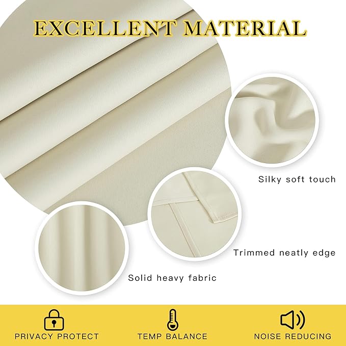 NICETOWN Blackout Sliding Glass Door Curtain, Thermal Insulated Grommet Room Darkening Window Treatment Sound Dampening for Bedroom/Living Room, Beige, W80 x L90, 1 Panel - Image 5