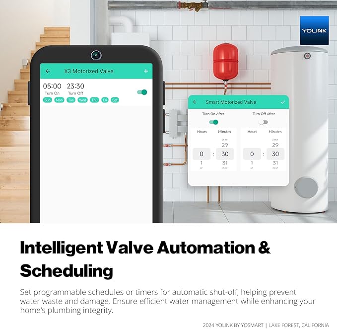 NSF Certified YoLink Leak Protection Kit, 1" Battery-Powered Shutoff Valve w/ Controller + 3 Leak Sensors + Hub, D2D Offline Auto Shutoff, LoRa Long-Range, App/Email/SMS Alerts, 10+ Year Battery - Image 6