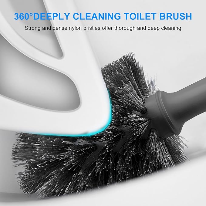 SetSail Toilet Brush and Plunger Set, 3 Pack Toilet Plungers for Bathroom with Holder Heavy Duty Toilet Bowl Brush and Holder Hidden for Deeply Cleaning - Gray - Image 5